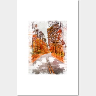Scenic Autumn Drive Marker Sketch Posters and Art